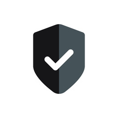 Shield with check mark icon on white background. Vector illustration