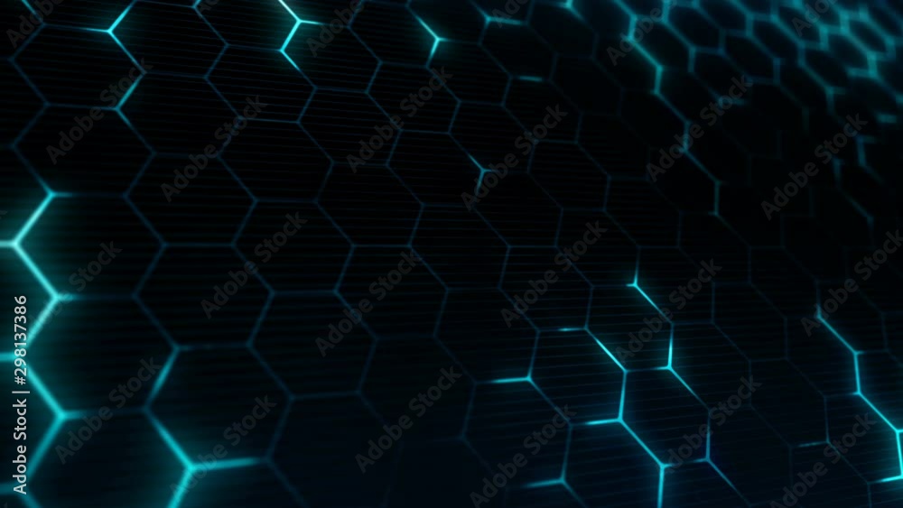 Poster abstract technology background with hexagonal texture. hexagon structure. closeup camera view. seaml
