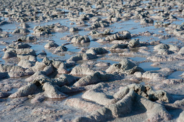 Salt lake Crimea autumn. autumn in the Crimea. Salt and texture. Salt crystal.
