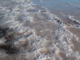 Salt lake Crimea autumn. autumn in the Crimea. Salt and texture. Salt crystal.