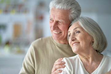 Close up portrait of happy senior couple posing