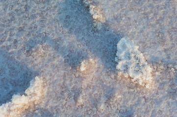 Salt lake Crimea autumn. autumn in the Crimea. Salt and texture. Salt crystal.