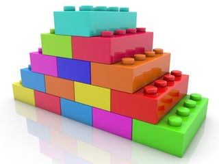 Abstract pyramid in various colors toy bricks