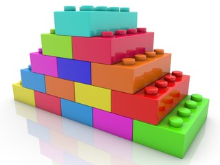 Fototapeta premium Abstract pyramid in various colors toy bricks