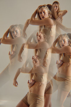 Dancing woman suffering from schizophrenia