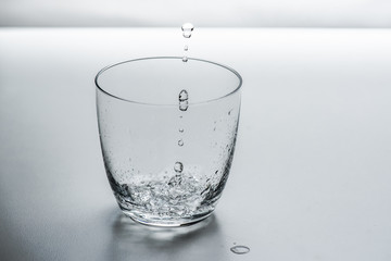 glass with water on a white background