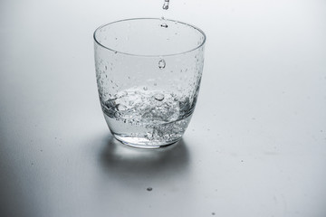 glass with water on a white background
