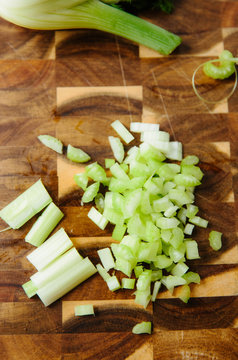 Preparation of a sofrito for a slow cooked dish.