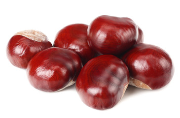 chestnuts isolated on a white background. Healthy