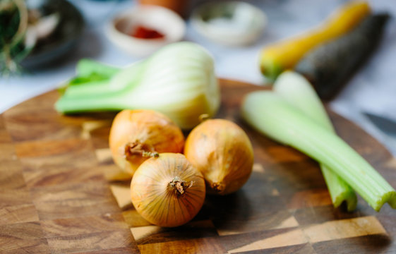 Preparation of a sofrito for a slow cooked dish.