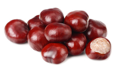 chestnuts isolated on a white background. Healthy