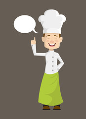 Chef - Smiling and Pointing to Speech Bubble