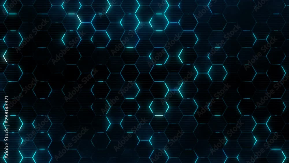 Poster blue hexagons pattern surface template. abstract technology background for futuristic concept. seaml