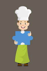 Chef - Holding a Jigsaw Puzzle Piece