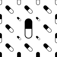 Capsule Pill Icon Seamless Pattern, Medicine Capsule Pill Icon, Pharmaceutical Dosage