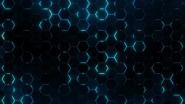 Blue hexagons pattern surface template. Abstract technology background for futuristic concept. Seamless loop.