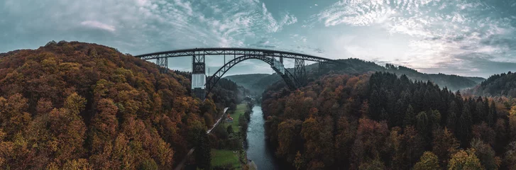 Fototapeten Müngsten Bridge  the highest railway bridge in Germany.Drone photography. © Bernhard