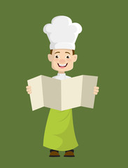 Chef - Holding a Folded Paper Banner