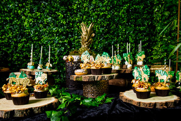Sweet muffin cakes with animal decoration