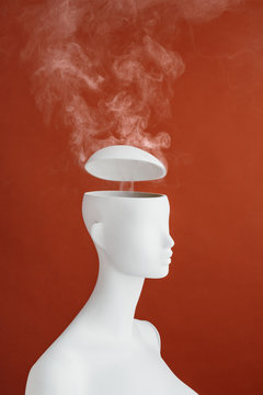 Smoke coming out of mannequin?s head.