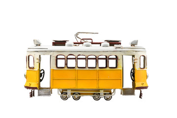 famous tramway of lisbon, portugal isolated white background
