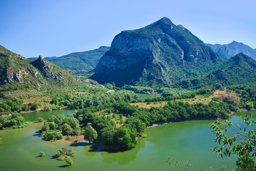 Fototapeta na wymiar Mountain landscape near a small town in Catalonia