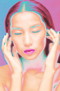 Close up creative futuristic beauty shot