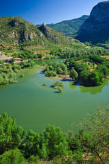 Fototapeta premium Mountain landscape near a small town in Catalonia