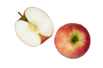Group of whole fresh red apple Fuji variety isolated on white background