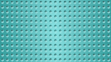 Abstract metal background with holes in light blue colors