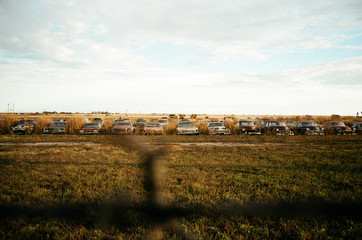 junk yard of vintage american cars and trucks