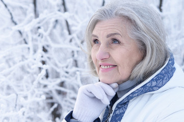 Close up portrait of happy beautiful senior woman