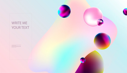 Liquid color pastel light background of gentle design with planets and round 3D stars