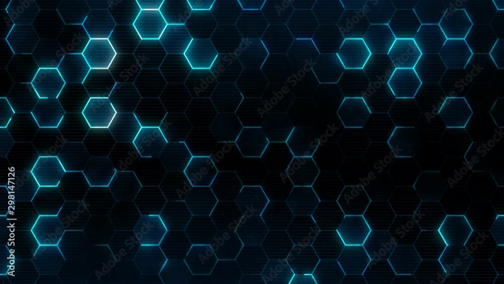 Poster abstract technology background with hexagons texture. futuristic surface motion template. seamless l