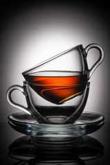 evening tea on a dark background