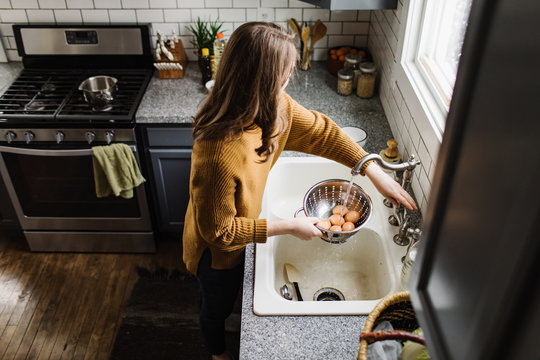 Woman Making Hard Boiled Eggs