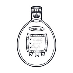 Glass bottle icon. Magical element. Bottle with magic potion