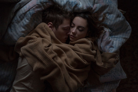 boy and girl are funny sleeping