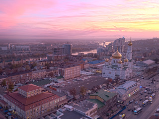 Rostov-on-Don. Russia. 09/2019 Aerial shot of the centre of the city. 
