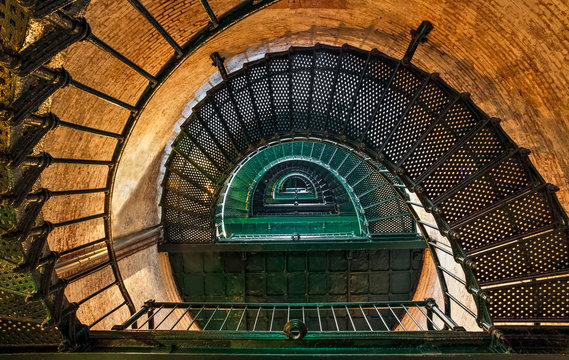 Spiral staircase in Currituck Beach Lighthouse, North Carolina