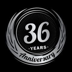 36 years anniversary. Anniversary logo design. Thirty-six years logo.