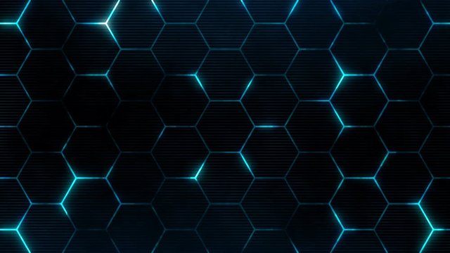 Futuristic surface concept with hexagons. Trendy sci-fi technology background with hexagonal pattern. Seamless loop.