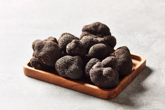 Heap of delicious black truffles