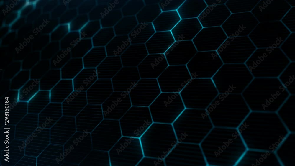 Poster abstract technology background with blue hexagon pattern. abstract scientific texture for cyber conc