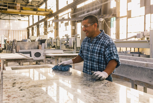 Worker Smiling and Laughing