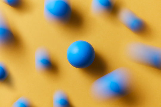 Ball among spheres in fast motion