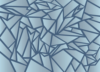 Broken window glass on a blue background. Broken windshield, shattered glass or crack windows. Shards of computer screen or cracked shattered mirror. Vector illustration.