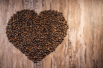 heart of coffee beans