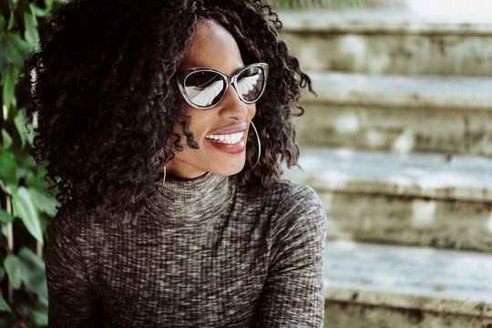 Black Woman Wearing Sunglasses Outdoors