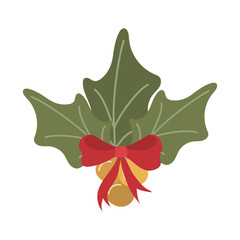 merry christmas leafs with balls hanging